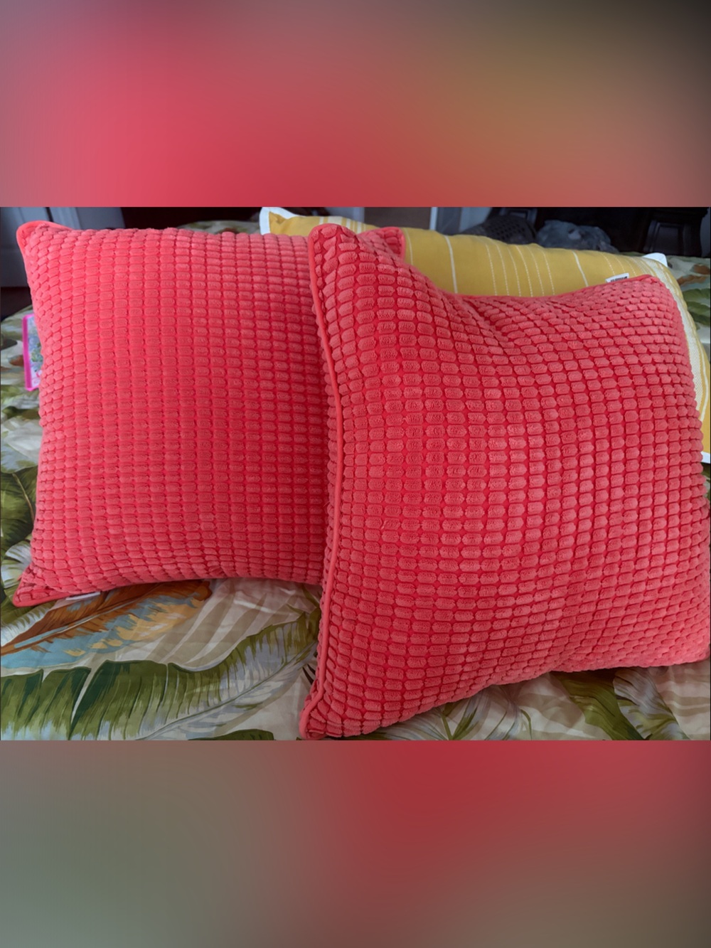 Coral Textured Square Throw Pillow - set of 2. does not include inserts